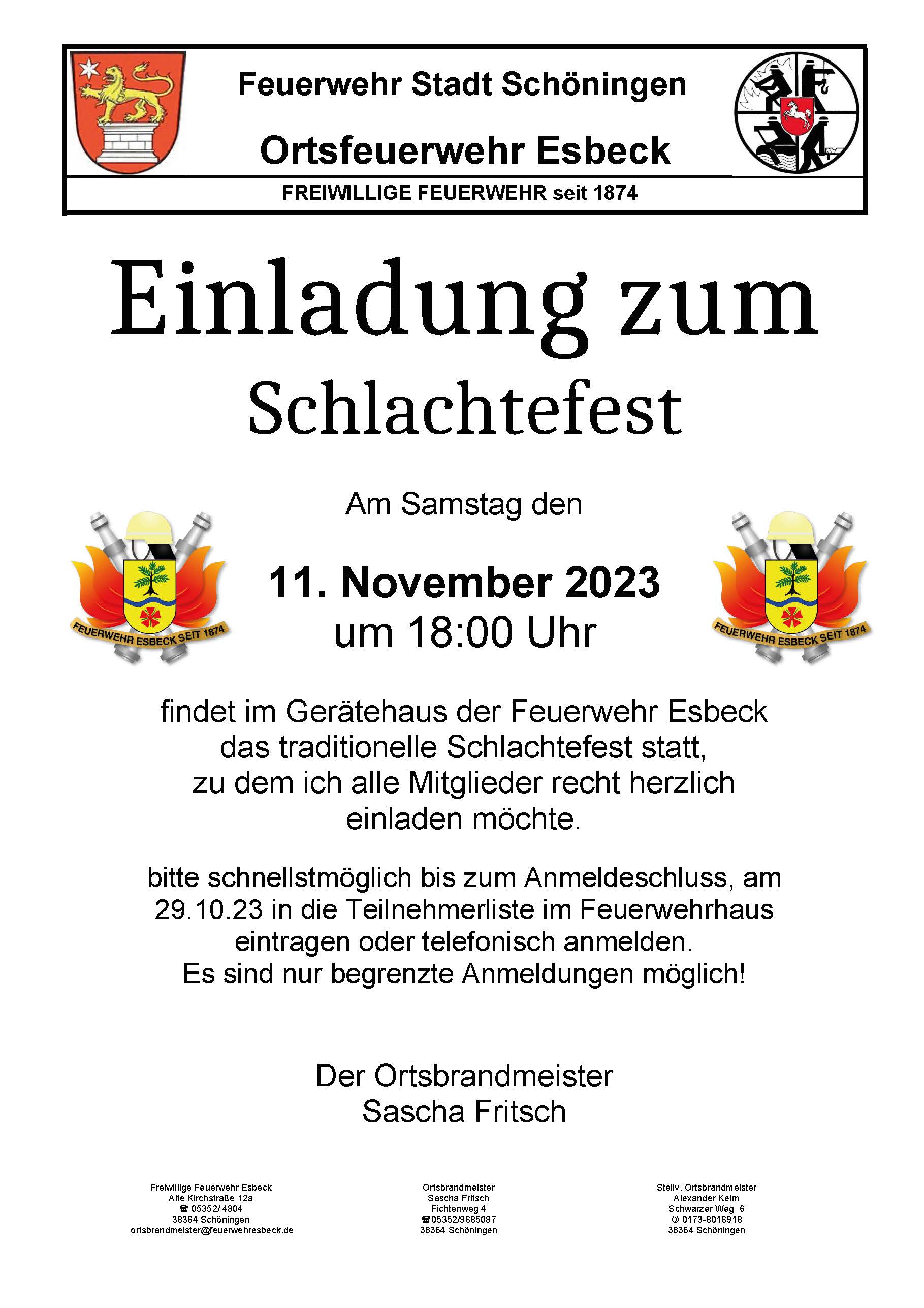 20231111 Schlachtefest Einladung